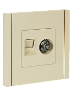 IEK FORTE&PIANO Розетка двойная TV+RJ45 кат.5E FP436 ваниль  (FP-AK20-1-K10)