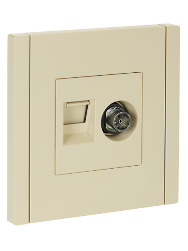 IEK FORTE&PIANO Розетка двойная TV+RJ45 кат.5E FP436 ваниль  (FP-AK20-1-K10)