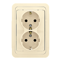 EKF Лондон Розетка двойная с заземлением 16А бежевая (EER16-128-20)