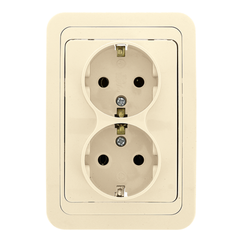 EKF Лондон Розетка двойная с заземлением 16А бежевая (EER16-128-20)
