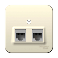 SCHNEIDER ELECTRIC Розетка BLANCA наружная двойная компьютерная RJ45, кат.5e, с изолирующей пластиной, молочный (BLNIA045452)