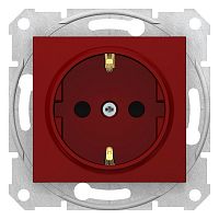 SCHNEIDER ELECTRIC Sedna Розетка с заземлением со шторками в рамку красная (SDN3000341)