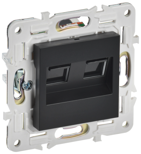 IEK SKANDY Розетка компьютерная двойная RJ45 кат.6 SK-K04Bl черный  (SK-K20-2-K02)