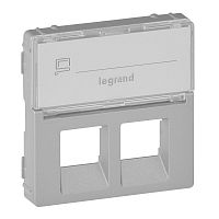 LEGRAND Valena LIFE Лицевая панель для двойных розеток телефонных/информационных с держателем маркировки Ал (755482 )