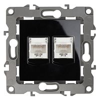 ЭРА Розетка информационная двойная 2XRJ45, , чёрный, 12-3108-06 (Б0014734)
