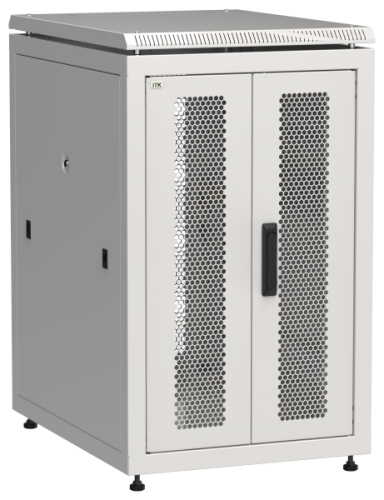 IEK Шкаф напольный сетевой 19' LINEA N 18U 600х800мм передняя распашная перфорированная дверь задняя перфорированная серый (LN35-18U68-2PP)