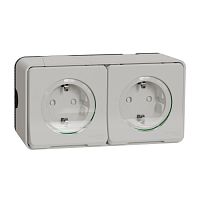 SCHNEIDER ELECTRIC MUREVA S блок из двух розеток с з/к. и шт., открытой установки, белый,IP55 (MUR39035)