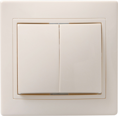 IEK Выключатель 2-клавишный 10А керамика КВАРТА кремовый IEK  (ВС10-2-0-Км )