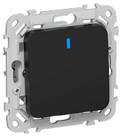 FLITE Выключатель 1-клавишный проходной с индикацией 10А  черный (FI-V12-1-10-1-K02)