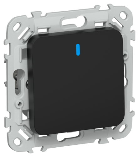 FLITE Выключатель 1-клавишный проходной с индикацией 10А  черный (FI-V12-1-10-1-K02)