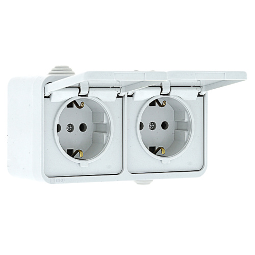 EKF Блок розетка-выключатель 1-кл. 16А с/з с крышкой IP44 белая Прага PROxima (EKRV16-050-10-440) фото 2