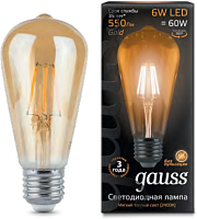 GAUSS Лампа светодиодная LED 6вт 230в Е27 FILAMENT GOLD 2400K (102802006)
