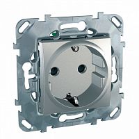 SCHNEIDER ELECTRIC UNICA Розетка c заземлением со шторками с         быстрозажимными клеммами алюминий (MGU5.057.30ZD)