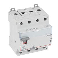 LEGRAND Выключатель дифференциального тока  (УЗО) DX3 4П 63А АC 500мА N справа (411734 )