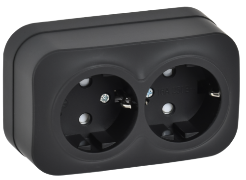 IEK GLORY Розетка 2-местная для открытой установки с заземлением с защитными шторками 16А РСш22-3-ХЧм черный матовый (ERH24-K02M-16) IEK GLORY Розетка 2-местная для открытой установки с заземлением с защитными шторками 16А РСш22-3-ХЧм черный матовый (ERH24-K02M-16)