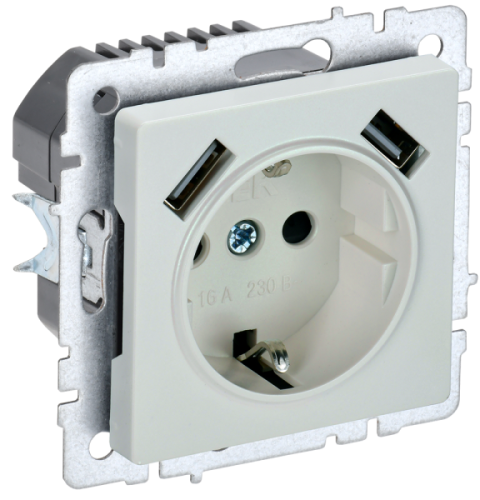 IEK BRITE Роз. с з/к/ш 16А с USB A+A 3,1А РЮш10-2-БрЖ жемч. IEK (BR-R14-16-U21-D31-K36) IEK BRITE Роз. с з/к/ш 16А с USB A+A 3,1А РЮш10-2-БрЖ жемч. IEK (BR-R14-16-U21-D31-K36)
