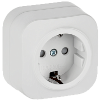 IEK GLORY Розетка 1-местная для открытой установки с заземлением с защитными шторками 16А РСш20-3-ХБм белый матовый  (ERH14-K01M-16)