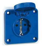 LEGRAND Розетка с заземлением 16А 2К+З 230В IP44 синяя 75х75 со шторками немецкий стандарт (057676 )