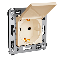 DKC Avanti Розетка с крышкой в стену, 2P+E, ''Ванильная дымка'' (4405013)