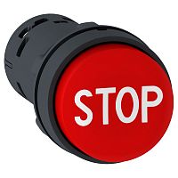 SCHNEIDER ELECTRIC Кнопка 22мм красная выступающая толкатель с маркировкой STOP (XB7NL4534)