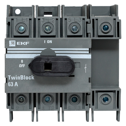EKF Рубильник 63A 4P c рукояткой управления для прямой установки TwinBlock EKF (tb-63-4p-f) фото 3