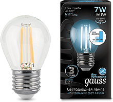 GAUSS Лампа светодиодная LED 7Вт E27 4100K Filament Globe step dimmable  (105802207-S)