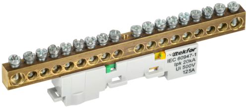 IEK TEKFOR Шина PE земля неизолированная на универсальном держателе 8х12-18-Ж  (TF-NN20-18-DL-K05)