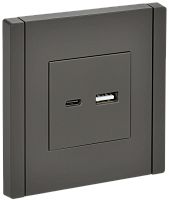 IEK FORTE&PIANO Розетка USB A+C 3,1А FP350 серый  (FP-U22-D31-K03)