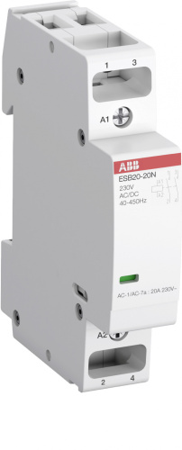 ABB Контактор ESB20-11N-14 модульный  (20А АС-1, 1НО+1НЗ), катушка 12В AC/DC (1SBE121111R1411)