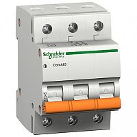 SCHNEIDER ELECTRIC Выключатель автоматический трехполюсный 10А С ВА63 4.5кА (11222)