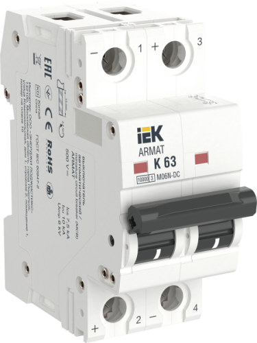 IEK ARMAT Автоматический выключатель M06N-DC 2P K 63А (AR-M06N-2-K063DC)