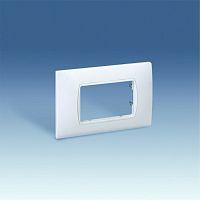 SIMON Рамка с декоративной вставкой с суппортом на 2 широкий или 4 узких модуля без лапок дюропласт 146х85мм белый (27615-65)