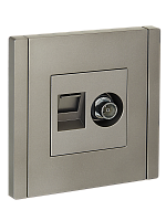 IEK FORTE&PIANO Розетка двойная TV+RJ45 кат.6 FP537 сталь  (FP-AK20-2-K46)