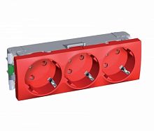 SCHNEIDER ELECTRIC Розетка тройная 45 2P+E со шторками красная (ALB45266)