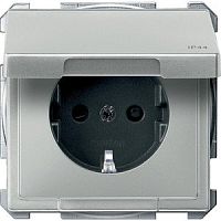 SCHNEIDER ELECTRIC Механизм розетки Schuko с крышкой сталь (MTN2314-4146 )