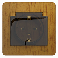 SCHNEIDER ELECTRIC GLOSSA Розетка с заземлением со шторками с крышкой IP20 дуб в сборе (GSL000546)