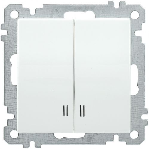 IEK ВС10-2-1-Б Выключатель двухклавишный с индикацией 10А BOLERO белый IEK  (EVB21-K01-10-1)