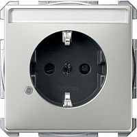 SCHNEIDER ELECTRIC Механизм розетки Schuko с полем для надписи индикатор сталь (MTN2303-4146 )
