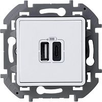 LEGRAND INSPIRIA Зарядное устройство   для скрытого монтажа , тип А-тип С, цвет &quot;Белый&quot;. Напряжение ~240В/=5В, максимальный зарядный ток 3000 мА (673760)