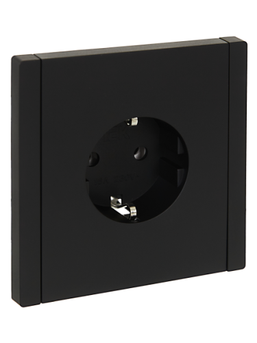 IEK FORTE&PIANO Розетка 1-местная с заземлением без защитных шторок безвинтовое крепление 16А FP114 черный  (FP-R11-16-1-K02)