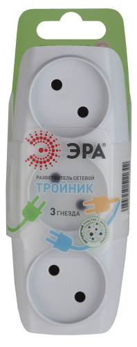 ЭРА Тройник 3гн, без заземл. (белый)  (10/60/1200) SP-3-W (C0045527) фото 2