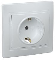 IEK Розетка 1-местная с заземляющим контактом с защитной шторкой 16А керамика КВАРТА белая IEK  (РСш10-3