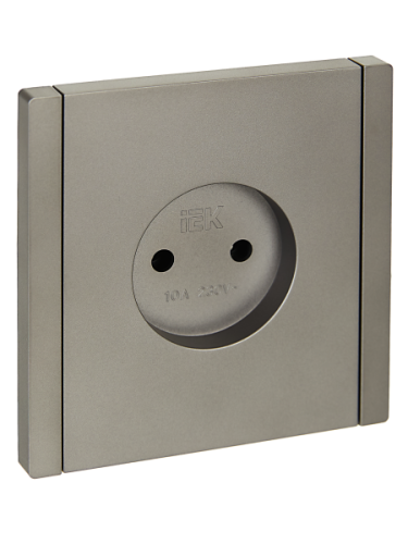 IEK FORTE&PIANO Розетка 1-местная без заземления без защитных шторок винтовое крепление 10А FP518 сталь  (FP-R10-10-K46)