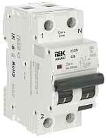 IEK ARMAT Автоматический выключатель дифференциального тока B10N 1P+NP C6 30мА тип A (36мм)  (AR-B10N-1N-C006A030)