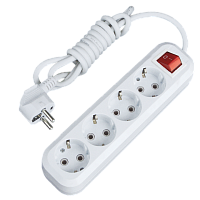 EKF Удлинитель бытовой 4 розетки шнур 5м с заземлением с выключателем 16А ПВС 3х1 (UBA16-310-4-05i)