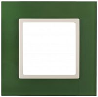ЭРА Рамка на 1 пост, стекло,  Elegance, зелёный+сл.кость, 14-5101-27 (Б0034481)