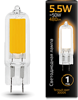 GAUSS Лампа светодиодная LED 5.5Вт 3000K G4 AC220-240V Glass  (107807105)