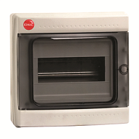 DKC Щит распределительный навесной ЩРн-П-8 IP65 пластиковый прозрачная дверь серый (85608)