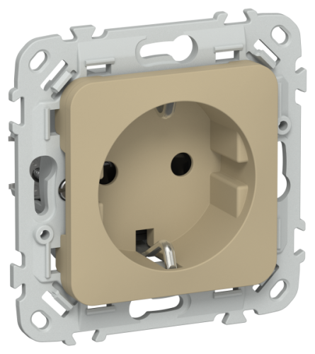 FLITE Розетка с заземлением с защитными шторками безвинтовое крепление 16А  хаки (FI-R14-16-1-K59)