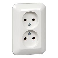 SCHNEIDER ELECTRIC ПРИМА Розетка двойная скрытая белая без заземления и шторок 16А 250В (RS16-211-BI)